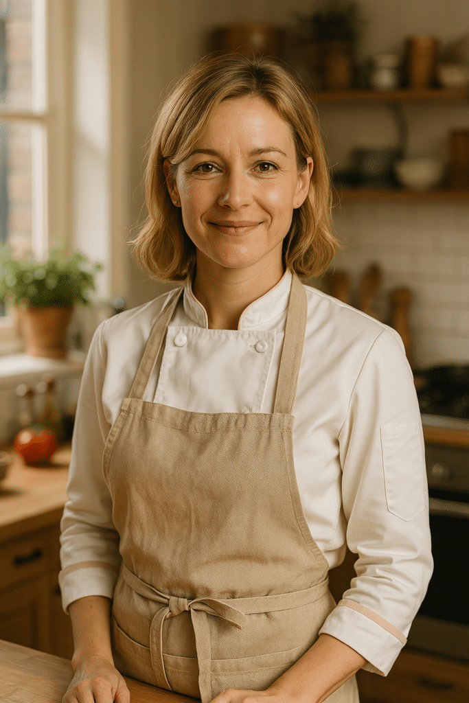 Portrait de Sara, créatrice de YummRecette, dans sa cuisine.