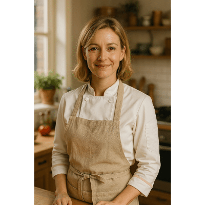 Portrait de Sara, créatrice de YummRecette, dans sa cuisine.